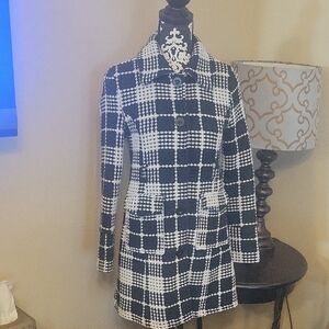 Chic Black and White Checkered Women's Blazer